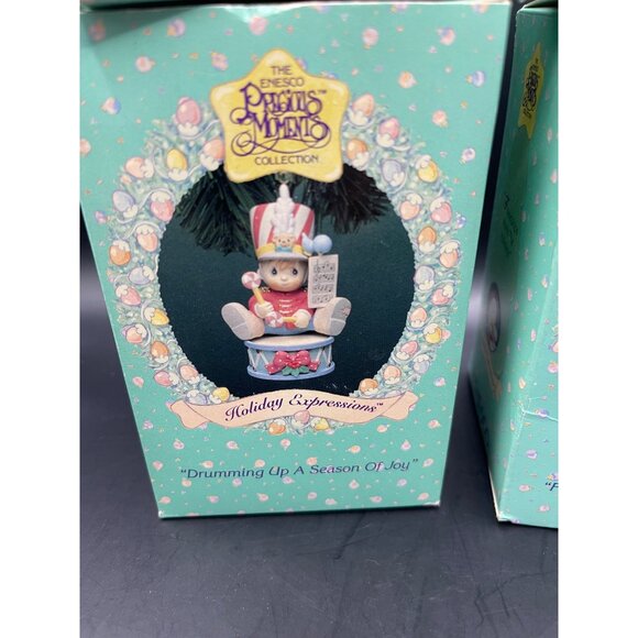 NIB Vtg. Enesco  Set of 4 Precious Moments Holiday Expressions Christmas Ornamen - Picture 4 of 16